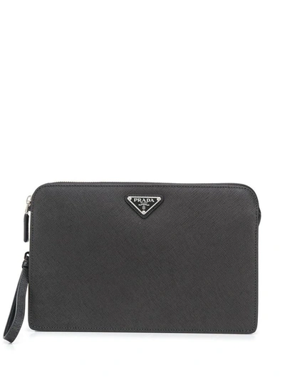 Shop Prada Men's Black Leather Pouch