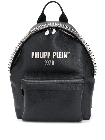 Shop Philipp Plein Men's Black Leather Backpack