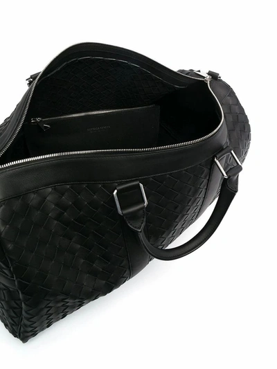 Shop Bottega Veneta Men's Black Leather Travel Bag