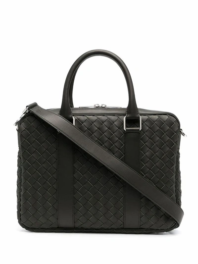 Shop Bottega Veneta Men's Grey Leather Briefcase