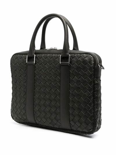Shop Bottega Veneta Men's Grey Leather Briefcase