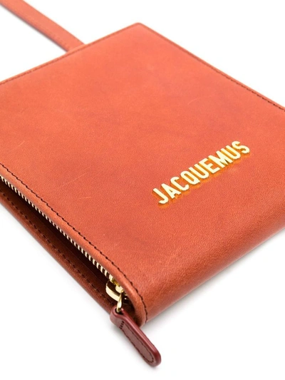 Shop Jacquemus Men's Burgundy Leather Messenger Bag