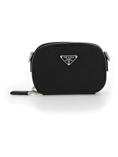 Shop Prada Men's Black Leather Messenger Bag