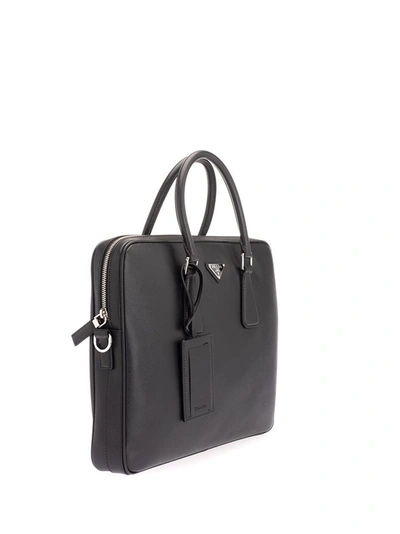 Shop Prada Men's Black Leather Briefcase