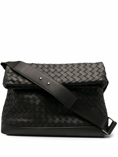 Shop Bottega Veneta Men's Black Leather Messenger Bag