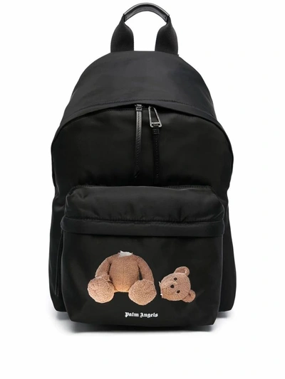 Shop Palm Angels Men's Black Polyester Backpack