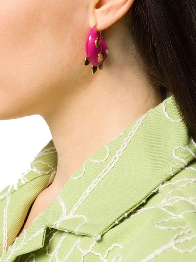 Shop Marni Women's Fuchsia Metal Earrings