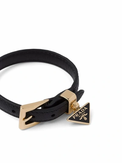 Shop Prada Women's Black Leather Bracelet