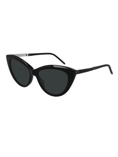 Shop Saint Laurent Women's Black Metal Sunglasses