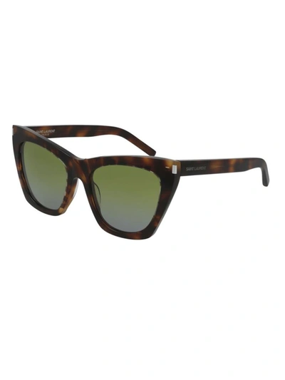 Shop Saint Laurent Women's Brown Metal Glasses