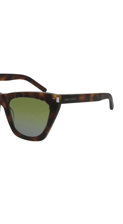 Shop Saint Laurent Women's Brown Metal Glasses