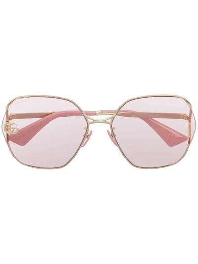 Shop Gucci Women's Pink Metal Sunglasses