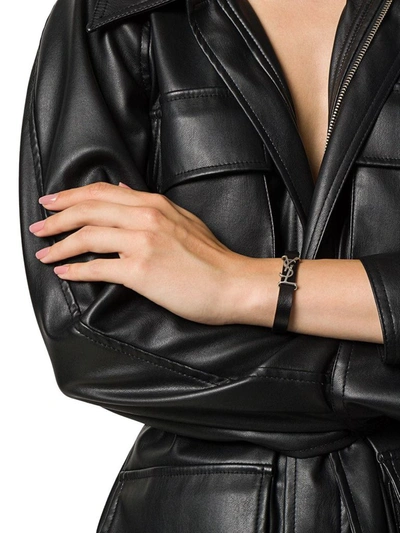 Shop Saint Laurent Women's Black Leather Bracelet