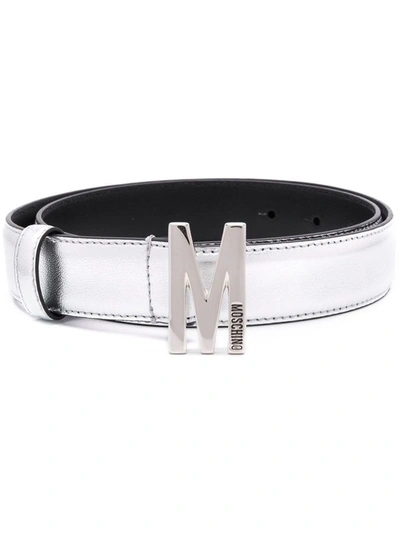Shop Moschino Women's Silver Leather Belt