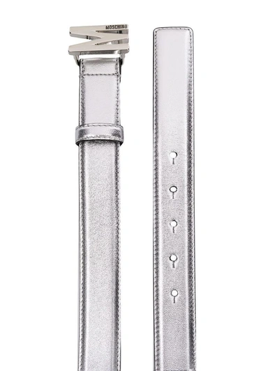 Shop Moschino Women's Silver Leather Belt