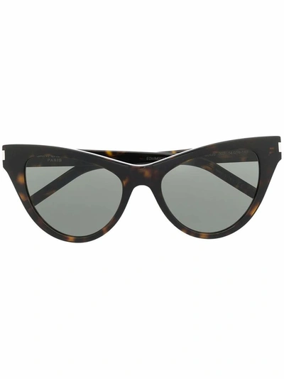 Shop Saint Laurent Women's Brown Acetate Sunglasses