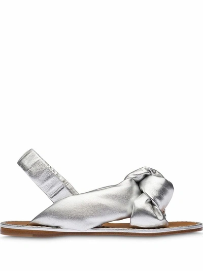Shop Miu Miu Women's Silver Leather Sandals