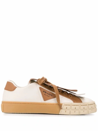 Shop Prada Women's Brown Leather Sneakers