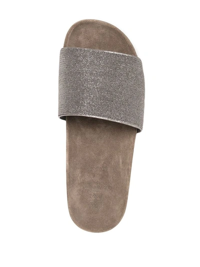 Shop Brunello Cucinelli Women's Silver Leather Sandals