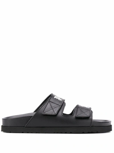 Shop Palm Angels Women's Black Leather Sandals