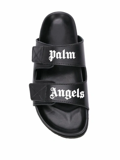 Shop Palm Angels Women's Black Leather Sandals