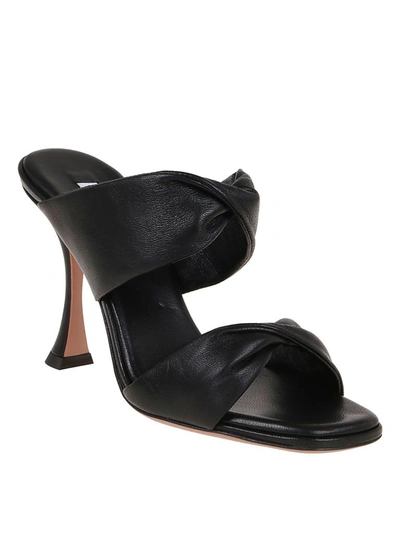 Shop Aquazzura Women's Black Leather Sandals