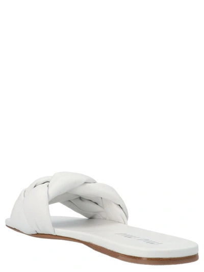 Shop Miu Miu Women's White Leather Sandals