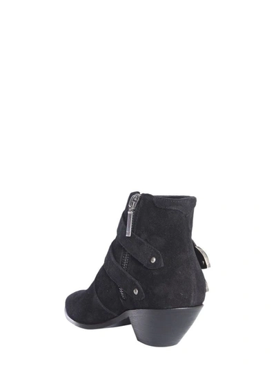 Shop Saint Laurent Women's Black Suede Ankle Boots