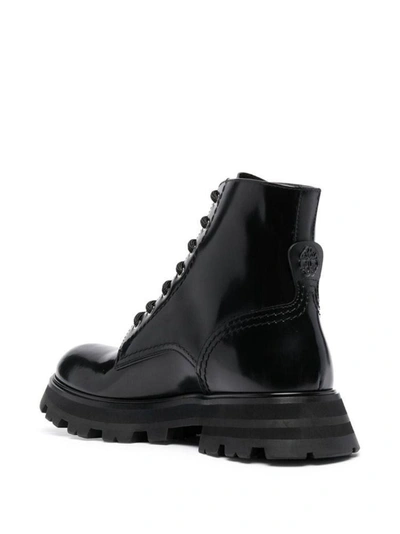 Shop Alexander Mcqueen Women's Black Leather Ankle Boots