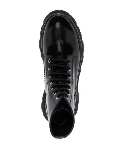 Shop Alexander Mcqueen Women's Black Leather Ankle Boots