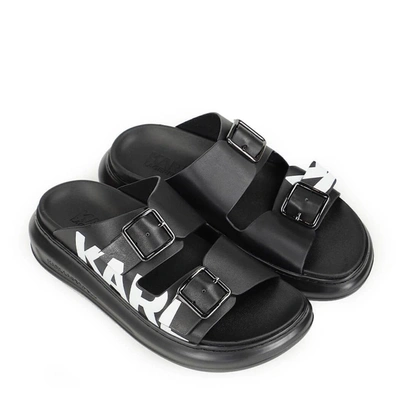 Shop Karl Lagerfeld Women's Black Leather Sandals