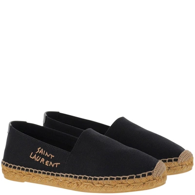 Shop Saint Laurent Women's Black Cotton Espadrilles