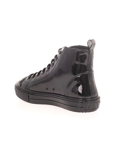Shop Valentino Garavani Women's Black Leather Hi Top Sneakers