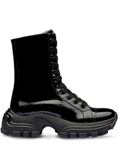 Shop Miu Miu Women's Black Leather Ankle Boots