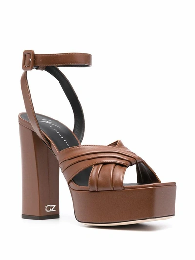 Shop Giuseppe Zanotti Design Women's Brown Leather Sandals