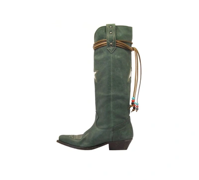 Shop Golden Goose Women's Green Leather Ankle Boots