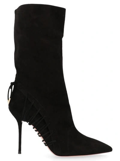 Shop Aquazzura Women's Black Leather Ankle Boots