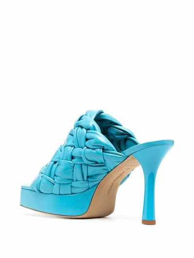 Shop Bottega Veneta Women's Light Blue Leather Sandals