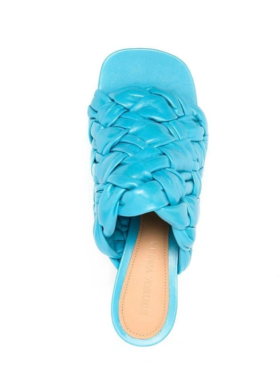 Shop Bottega Veneta Women's Light Blue Leather Sandals