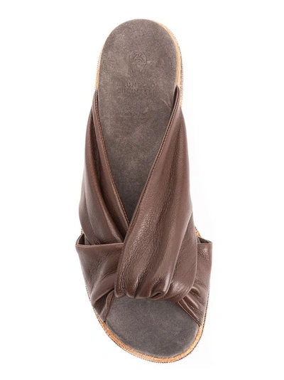 Shop Brunello Cucinelli Women's Brown Leather Sandals
