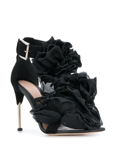 Shop Alexander Mcqueen Women's Black Leather Sandals