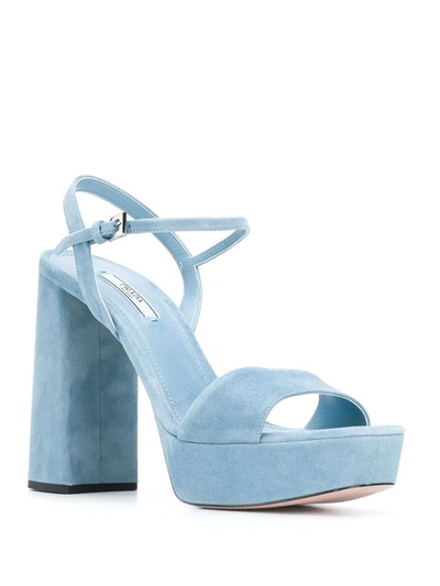 Shop Prada Women's Light Blue Leather Sandals