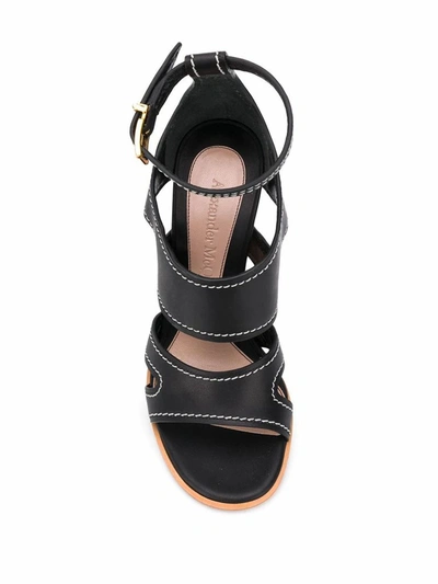 Shop Alexander Mcqueen Women's Black Leather Sandals