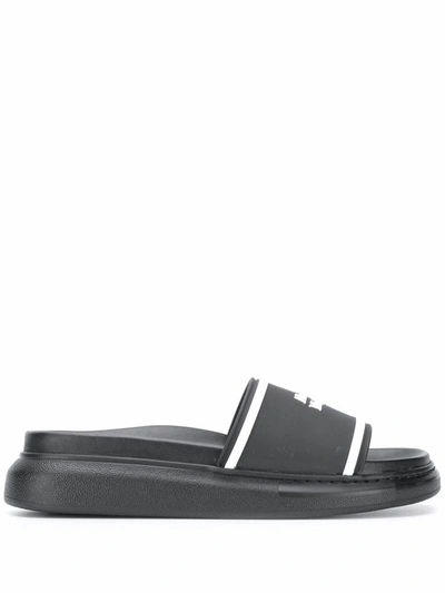 Alexander Mcqueen Oversized Hybrid Flip Slides In Black
