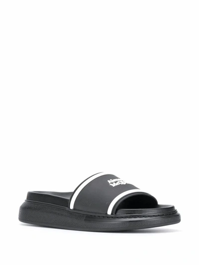 Alexander Mcqueen Oversized Hybrid Flip Slides In Black