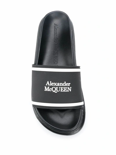Alexander Mcqueen Oversized Hybrid Flip Slides In Black