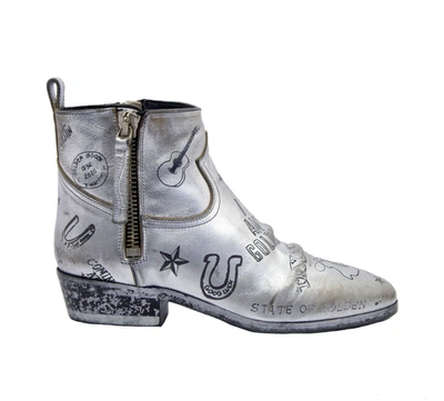 Shop Golden Goose Women's Silver Leather Ankle Boots