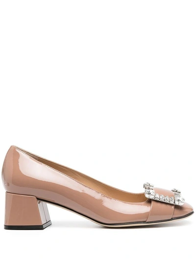 Shop Sergio Rossi Women's Pink Leather Pumps