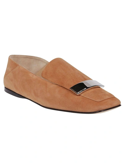 Shop Sergio Rossi Women's Brown Suede Loafers