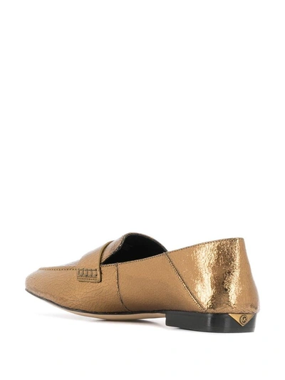 Shop Michael Kors Women's Gold Leather Loafers